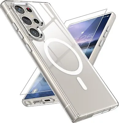Magnetic Case For Samsung Galaxy S24 Ultra Clear Shockproof Magsafe Hard Cover • £7.45