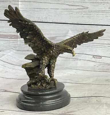 Original Signed Vienna Bronze Eagle Sculpture Austria Art Deco Marble Artwork • $259