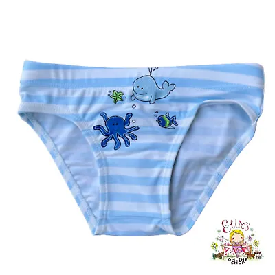 Baby Boys Swim Pants Swimming Trunks Tiny Ted Toddler Kid Swimwear Blue Sea Life • £3.14