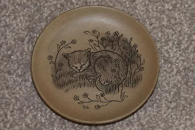 £4 • Buy Poole Pottery Brown Stoneware Cat Plate 15cms Unboxed