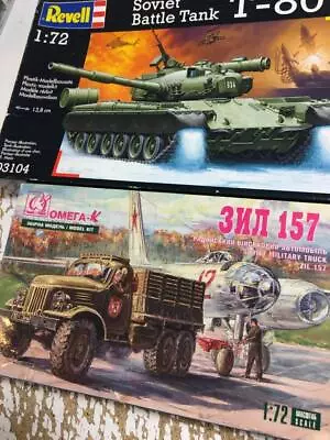 1:72 T80 Soviet Tank & Zil157 Truck 1/72 Model Kits Job Lot Complete Unstarted • £18.99