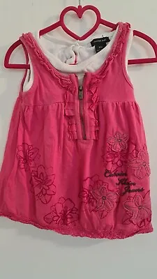 A12 Calvin Klein Jeans 24 Months Dress Pink Toddler Floral Pattern Sleeveless Pi • £0.99