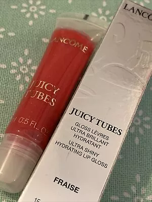 🎁 Lancome Juicy Tubes Lip Gloss 17 Fraise Strawberry Red Shine Hydrating Rare • £39.99