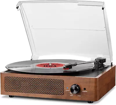 Bluetooth Vinyl Record Player With Speakers 3-Speed AUX/RCA Out Retro Design • $65.28