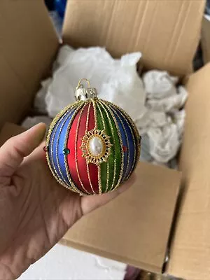 £15 • Buy 3 Gisela Graham Rainbow Glass Christmas  Baubles
