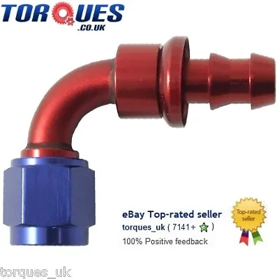 £9.49 • Buy AN -6 (AN6) 90 Degree Push-On Fuel Hose Fitting 