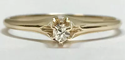 Antique 10k Yellow Gold Ring With Mine Cut Diamond Size 7.5 1.5 Grams • $220
