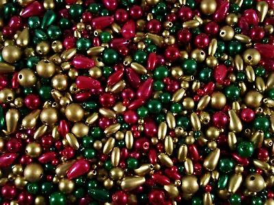 Beads Christmas Mix 100g Bulk Pack DIY Crafts Jewellery Decoration FREE POSTAGE • $11.35