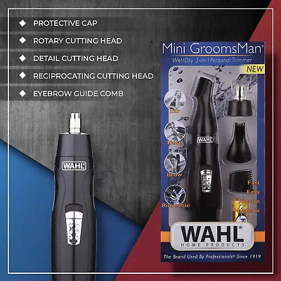 Wahl Men's 3 In 1 Groomer Battery Ear Eyebrow Nose Trimmer Cordless Trimming • $49.90