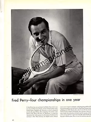 1933 Fred Perry - Tennis Champion Original Print From Vanity Fair -  Rare • $20.30