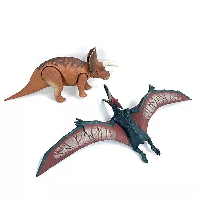 Jurassic World Roarivores Triceratops +  Roarivores Pteranodon Toy Dinosaurs Lot • $39.95