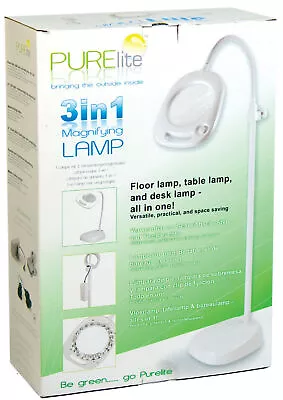 Purelite 3 In 1 Magnifying Lamp With 21 LED's - Floor Standing Table & Clamp • £79.99