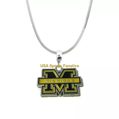 NCAA - Michigan Wolverines Team Logo Pendant Necklace On 925 Snake Chain • $9.79