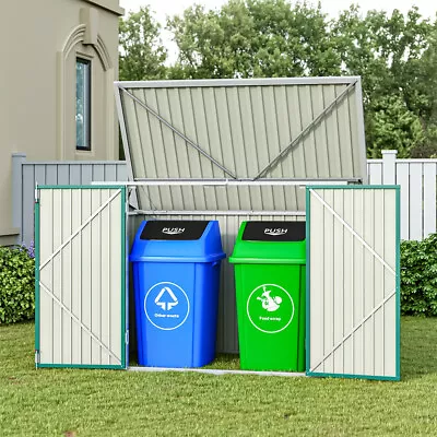 Metal Steel Wheelie Bin Store Shed Garden Outdoor Bike Bicycle Dustbin Storage • £155.95