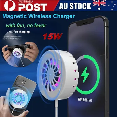 15W Magnetic Wireless Fast Charger Dock Cooler Cooling Fan For IPhone 13 Samsung • $6.99