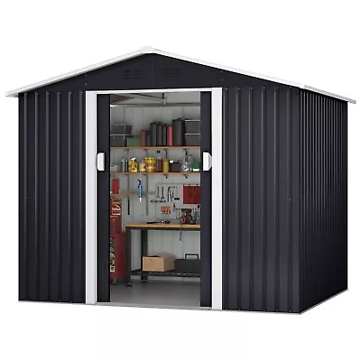 8'x6' Outdoor Garden Storage Shed Metal Tool Organizer Lawn Equipment Backyard • $286.55