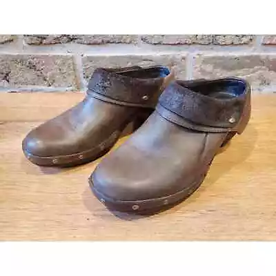 MERRELL Womens Shoes Brown Size 6 Leather Luxe Wrap Clogs Mule Bitter Chocolate • $27.99