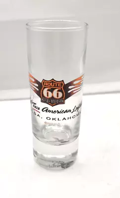 Vintage Harley Davidson Motor Cycles Shot Glass Route 66 Tulsa Oklahoma 2003 • $8