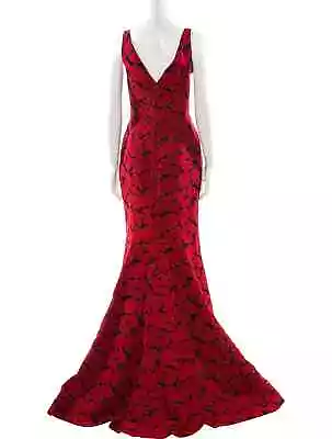 $5495 NEW J. Mendel Maxi Dress Red Black WOOL SILK Fil Coupe Mermaid 4 • $550