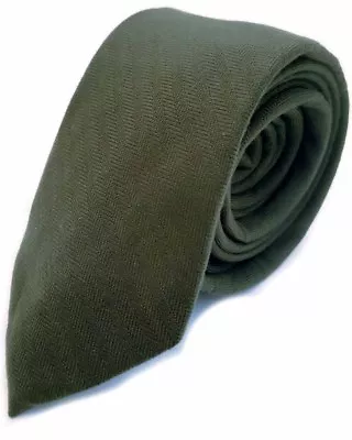 £6.99 • Buy New Gentlemens Mens Slim Plain Olive Green Country Range Tie Wedding Event Party
