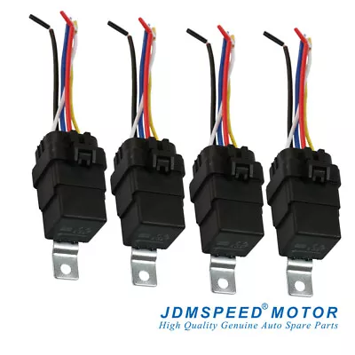 Heavy Duty 4 Pack 12V 40 Amp Car Auto 5 Pin & Wire Relay Waterproof Plug Socket • $17.99