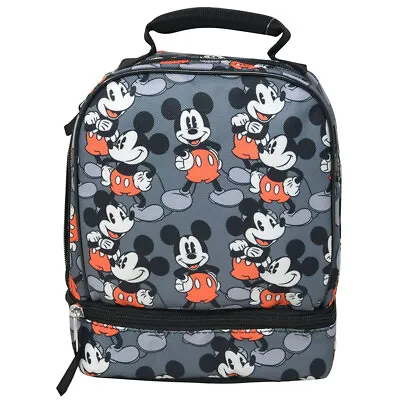 New Disney Mickey Mouse All Over Print Drop Bottom Lunch Bag Gray • $12.90