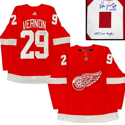 MIKE VERNON Signed Detroit Red Wings Red Adidas PRO Jersey- 1997 Conn Smythe • $351.99