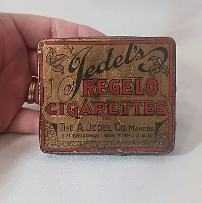 Vintage Jedel's Regelo Cigarettes Tin With Match Striker! A. Jedel Co New York! • $19