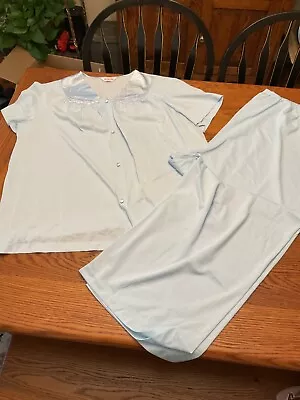 Vintage Vanity Fair Nylon Antron III Pajama Set In Baby Blue Size 46 (2XL) • $28