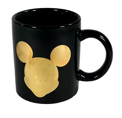 Disney Mickey Mouse Mug/cup Black With Golden Smiling Mickey Mouse Face Overlay. • $15.95