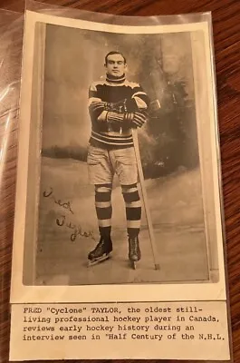 Fred Cyclone Taylor Autographed Photograph - Vancouver Millionaires - 1947 Hhof • $1000