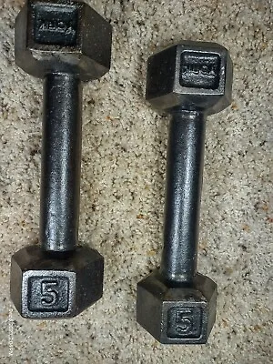 Pair  5 Pound YORK Hex Dumbbells  10 Pounds Total • $15