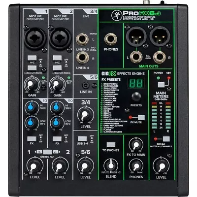 Mackie PROFX6V3 6 Channel Professional Effects Compact Mixer USB Open Box - Mint • $173