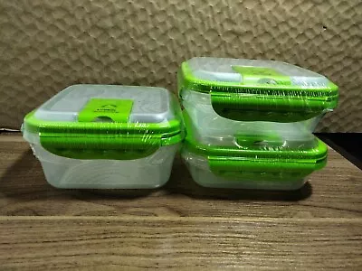 $20 • Buy LockSy Vacuum Food Storage Containers Lot Of 3 Green 1.2qt/ 1.1L &  3.0cups .7L 