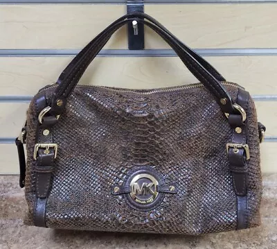 Michael Kors Embossed Brown Snake Purse Pre-owned Free Shipping • $74.99