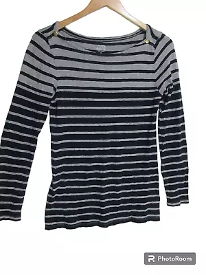 Sz M J Crew Women's Striped Painter Tee Shirt Long Sleeve Blue Striped Nautical • $10.88