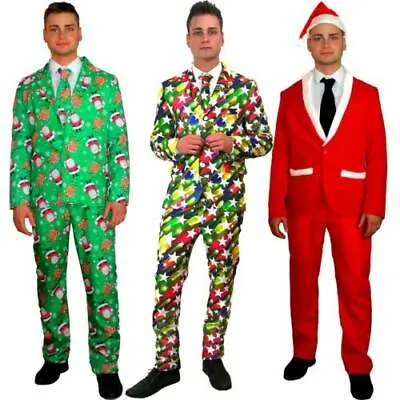 £19.99 • Buy Mens Adults Novelty Christmas Suit Jacket Tie Trousers Festive Funny Xmas Party