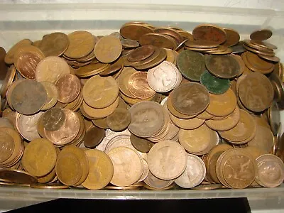 £21 • Buy 1 Kilos Mixed Copper Old English Pennies, Half Penny Farthings Unsorted Coins