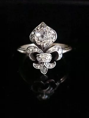 £1495 • Buy Georgian Circa 1820 18ct Silver Old Cut Diamond Fleur De Lis Ring 0.55ct
