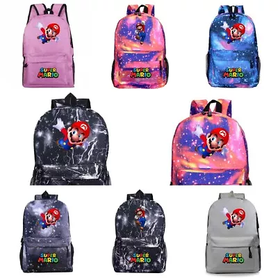 Children Super Mario Backpack School Bag Students Bookbag Handbag Travelbag Gift • £8.99