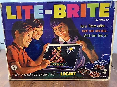 Vtg Lite Brite Hasbro 1967 Works 8 Different Colored Pegs Picture Refill Paper  • $35
