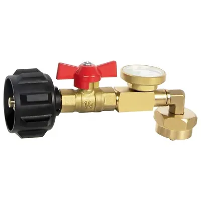 $19.99 • Buy Propane Refill Adapter With Valve And Gauge, Fill 1 Lb Bottles From 20 Lb Tan