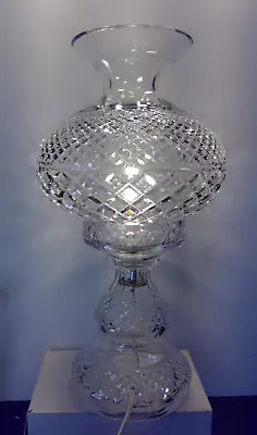 Vintage Waterford Crystal 19 1/2  Tall Alana 2 Piece Hurricane Lamp • $599.99