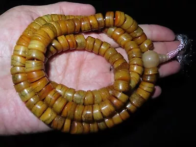 Nepal Tibet Buddhist 108 Miter Cut Button Shaped Yak Bone Mala Prayer Beads (g5) • $130.50