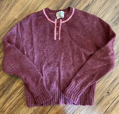 Vintage Shetlander Crazy Horse Sweater Womens Maroon Shetland Wool Medium? • $23.99