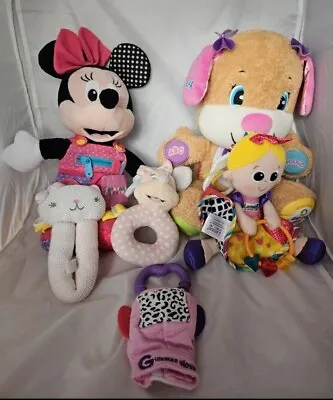 Pink Baby Soft Toy Bundle Rattle Pram Toy. Disney Lamaze Fisher Price Etc.. • £10