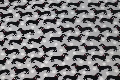 Dachshund Weiner Dog Wiener Doxies Hotdogs Gray Cotton Flannel Fabric Half-yard • $11.50