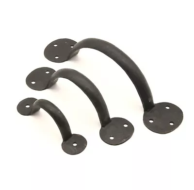 Hand Forged Iron Black Penny 4  6  8  Cupboard Door Pull Handles Beeswax Finish • £6.95