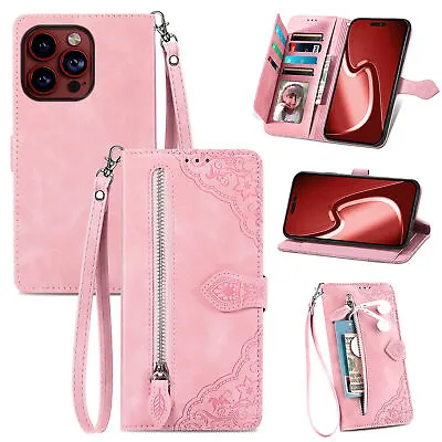 Zipper Wallet Case Leather Flip Cover For IPhone 15 14 13 12 11 Pro Max 8 7 Plus • $14.99