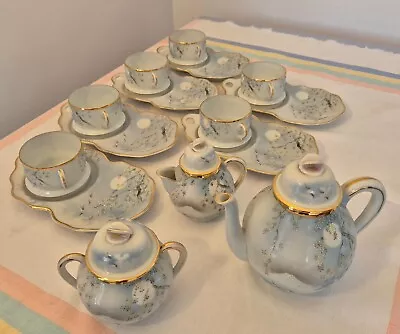 Complete Japanese Hand-painted Mt Fuji 6-person Vintage Fine Porcelain Tea Set • £25